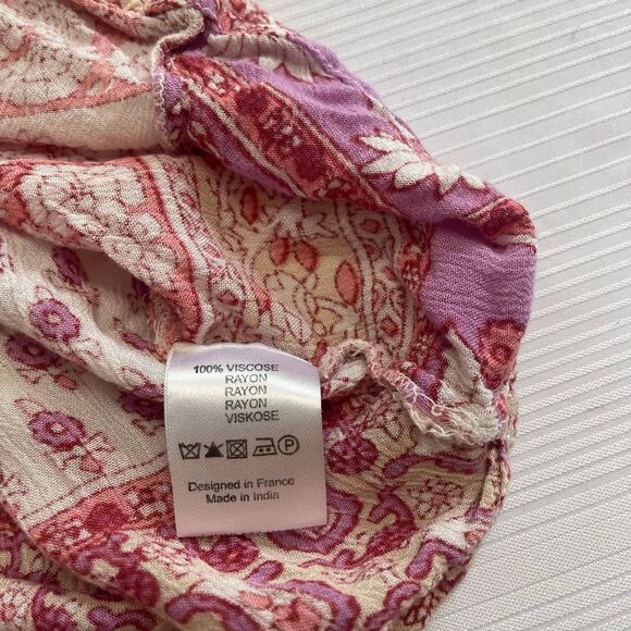 Blue Boheme Hippie Boho Chic Paisley Shirt Top Blouse One Size - Picture 6 of 9